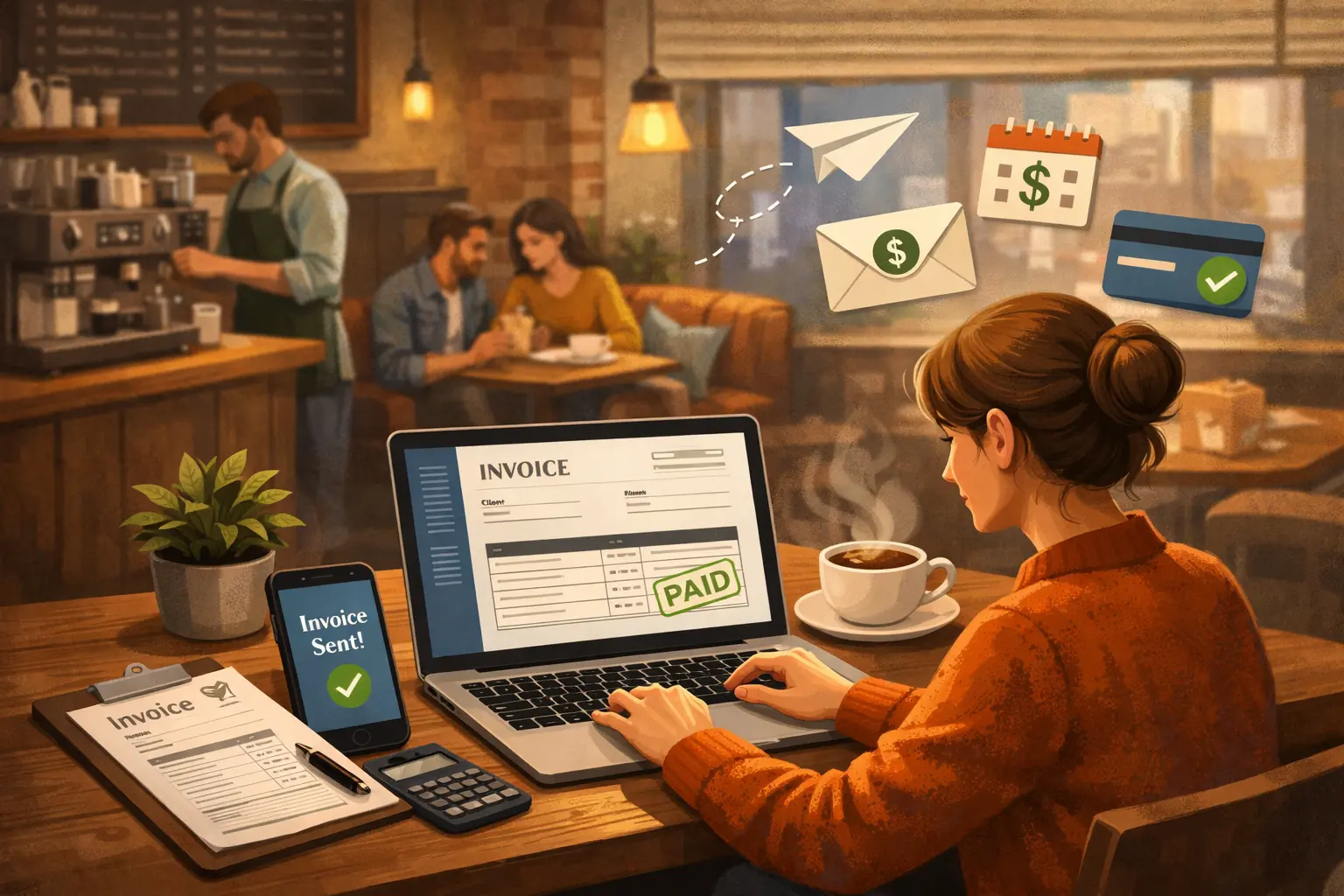 Cozy corner café for focused work