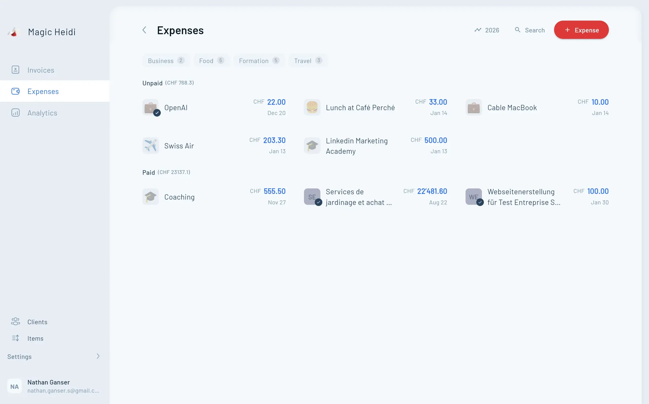 Architecture Expenses