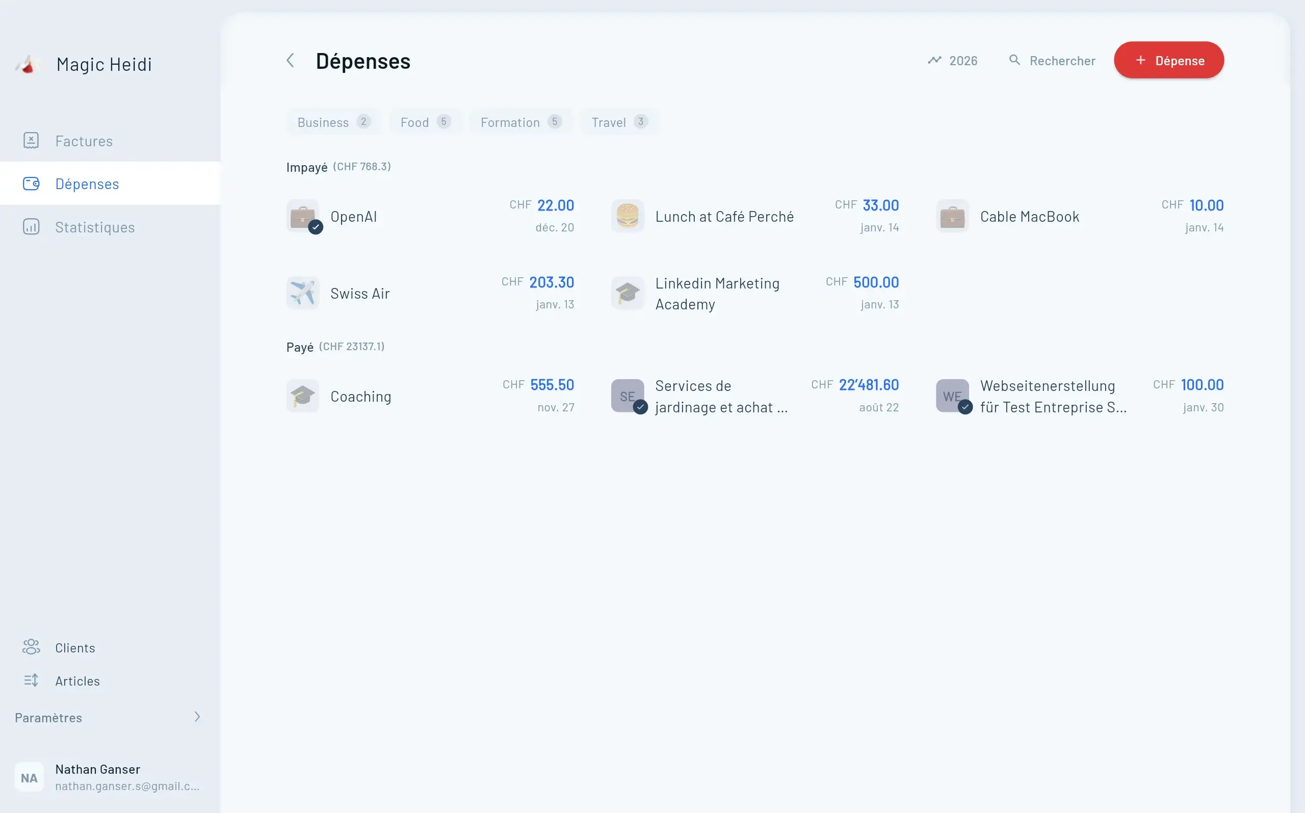 Configuration des soldes d'ouverture